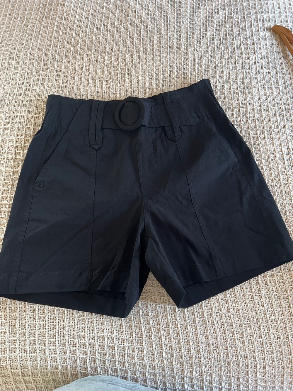 High-Rise Black Women’s Belted Shorts